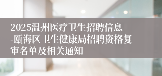 2025温州医疗卫生招聘信息-瓯海区卫生健康局招聘资格复审名单及相关通知