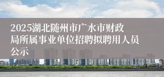 2025湖北随州市广水市财政局所属事业单位招聘拟聘用人员公示