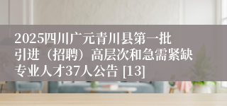 2025四川广元青川县第一批引进（招聘）高层次和急需紧缺专业人才37人公告 [13]