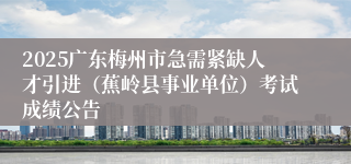 2025广东梅州市急需紧缺人才引进（蕉岭县事业单位）考试成绩公告