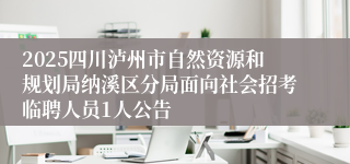 2025四川泸州市自然资源和规划局纳溪区分局面向社会招考临聘人员1人公告