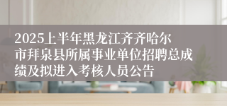 2025上半年黑龙江齐齐哈尔市拜泉县所属事业单位招聘总成绩及拟进入考核人员公告