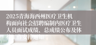 2025青海海西州医疗卫生机构面向社会招聘编制内医疗卫生人员面试成绩、总成绩公布及体检工作安排通知