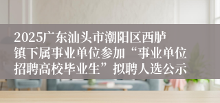 2025广东汕头市潮阳区西胪镇下属事业单位参加“事业单位招聘高校毕业生”拟聘人选公示
