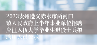 2023贵州遵义赤水市两河口镇人民政府上半年事业单位招聘应征入伍大学毕业生退役士兵拟聘用人员公示
