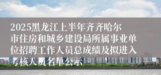 2025黑龙江上半年齐齐哈尔市住房和城乡建设局所属事业单位招聘工作人员总成绩及拟进入考核人员名单公示