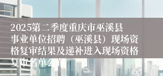 2025第二季度重庆市巫溪县事业单位招聘（巫溪县）现场资格复审结果及递补进入现场资格复审名单公布