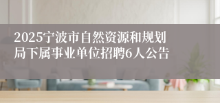 2025宁波市自然资源和规划局下属事业单位招聘6人公告