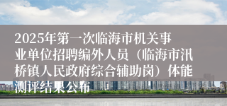 2025年第一次临海市机关事业单位招聘编外人员（临海市汛桥镇人民政府综合辅助岗）体能测评结果公布