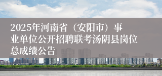2025年河南省（安阳市）事业单位公开招聘联考汤阴县岗位总成绩公告