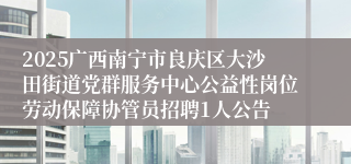 2025广西南宁市良庆区大沙田街道党群服务中心公益性岗位劳动保障协管员招聘1人公告