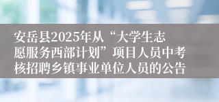 安岳县2025年从“大学生志愿服务西部计划”项目人员中考核招聘乡镇事业单位人员的公告