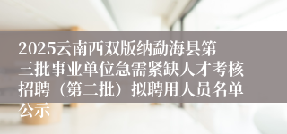 2025云南西双版纳勐海县第三批事业单位急需紧缺人才考核招聘（第二批）拟聘用人员名单公示