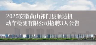 2025安徽黄山祁门县顺达机动车检测有限公司招聘3人公告