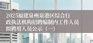 2025福建泉州泉港区综合行政执法机构招聘编制内工作人员拟聘用人员公示（一）