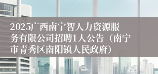 2025广西南宁智人力资源服务有限公司招聘1人公告（南宁市青秀区南阳镇人民政府）