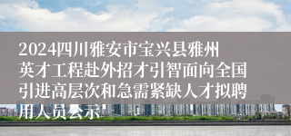 2024四川雅安市宝兴县雅州英才工程赴外招才引智面向全国引进高层次和急需紧缺人才拟聘用人员公示