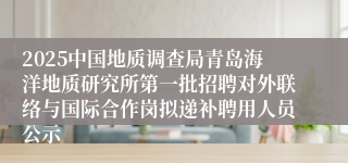 2025中国地质调查局青岛海洋地质研究所第一批招聘对外联络与国际合作岗拟递补聘用人员公示