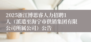 2025浙江博思睿人力招聘1人（派遣至海宁市供销集团有限公司所属公司）公告