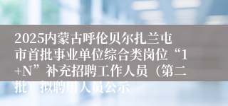 2025内蒙古呼伦贝尔扎兰屯市首批事业单位综合类岗位“1+N”补充招聘工作人员（第二批）拟聘用人员公示