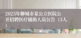 2025年聊城市某公立医院公开招聘医疗辅助人员公告（3人）