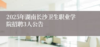 2025年湖南长沙卫生职业学院招聘3人公告