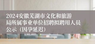 2024安徽芜湖市文化和旅游局所属事业单位招聘拟聘用人员公示（因孕延迟）