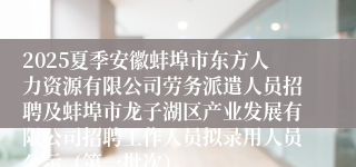 2025夏季安徽蚌埠市东方人力资源有限公司劳务派遣人员招聘及蚌埠市龙子湖区产业发展有限公司招聘工作人员拟录用人员公示（第一批次）