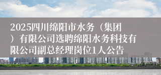 2025四川绵阳市水务（集团）有限公司选聘绵阳水务科技有限公司副总经理岗位1人公告