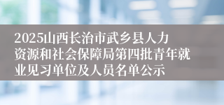2025山西长治市武乡县人力资源和社会保障局第四批青年就业见习单位及人员名单公示