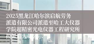 2025黑龙江哈尔滨启航劳务派遣有限公司派遣至哈工大仪器学院超精密光电仪器工程研究所拟派遣人员公示