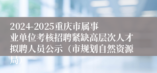 2024-2025重庆市属事业单位考核招聘紧缺高层次人才拟聘人员公示（市规划自然资源局）