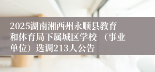 2025湖南湘西州永顺县教育和体育局下属城区学校 （事业单位）选调213人公告