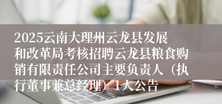 2025云南大理州云龙县发展和改革局考核招聘云龙县粮食购销有限责任公司主要负责人（执行董事兼总经理）1人公告