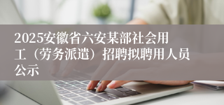 2025安徽省六安某部社会用工（劳务派遣）招聘拟聘用人员公示