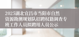 2025湖北宜昌市当阳市自然资源勘测规划队招聘权籍调查专班工作人员拟聘用人员公示