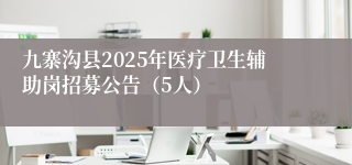 九寨沟县2025年医疗卫生辅助岗招募公告（5人）