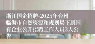 浙江国企招聘-2025年台州临海市自然资源和规划局下属国有企业公开招聘工作人员3人公告