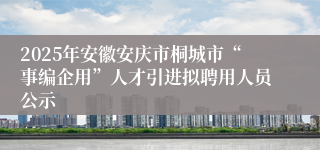 2025年安徽安庆市桐城市“事编企用”人才引进拟聘用人员公示