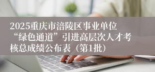 2025重庆市涪陵区事业单位“绿色通道”引进高层次人才考核总成绩公布表（第1批）