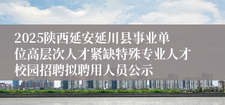 2025陕西延安延川县事业单位高层次人才紧缺特殊专业人才校园招聘拟聘用人员公示