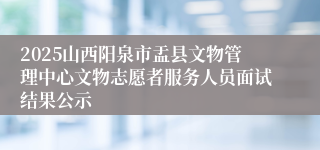 2025山西阳泉市盂县文物管理中心文物志愿者服务人员面试结果公示