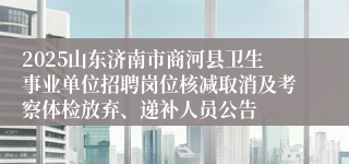 2025山东济南市商河县卫生事业单位招聘岗位核减取消及考察体检放弃、递补人员公告