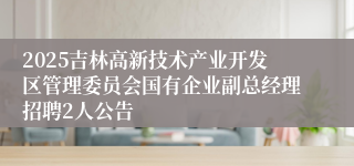 2025吉林高新技术产业开发区管理委员会国有企业副总经理招聘2人公告