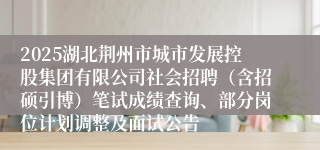2025湖北荆州市城市发展控股集团有限公司社会招聘（含招硕引博）笔试成绩查询、部分岗位计划调整及面试公告