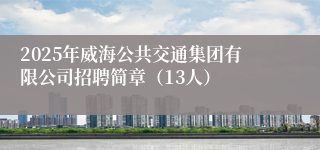 2025年威海公共交通集团有限公司招聘简章（13人）