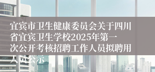 宜宾市卫生健康委员会关于四川省宜宾卫生学校2025年第一次公开考核招聘工作人员拟聘用人员公示