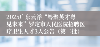 2025广东云浮“粤聚英才粤见未来”罗定市人民医院招聘医疗卫生人才3人公告（第二批）
