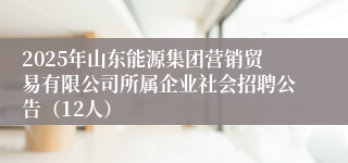 2025年山东能源集团营销贸易有限公司所属企业社会招聘公告（12人）