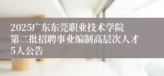 2025广东东莞职业技术学院第二批招聘事业编制高层次人才5人公告